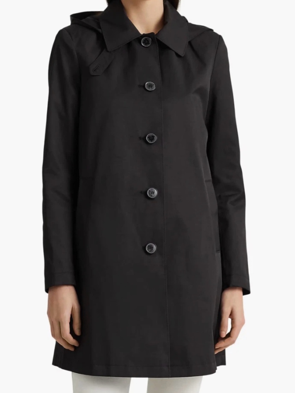 Lauren Ralph Lauren Women’s Black Hooded Rain Coat Jacket Size L NWT